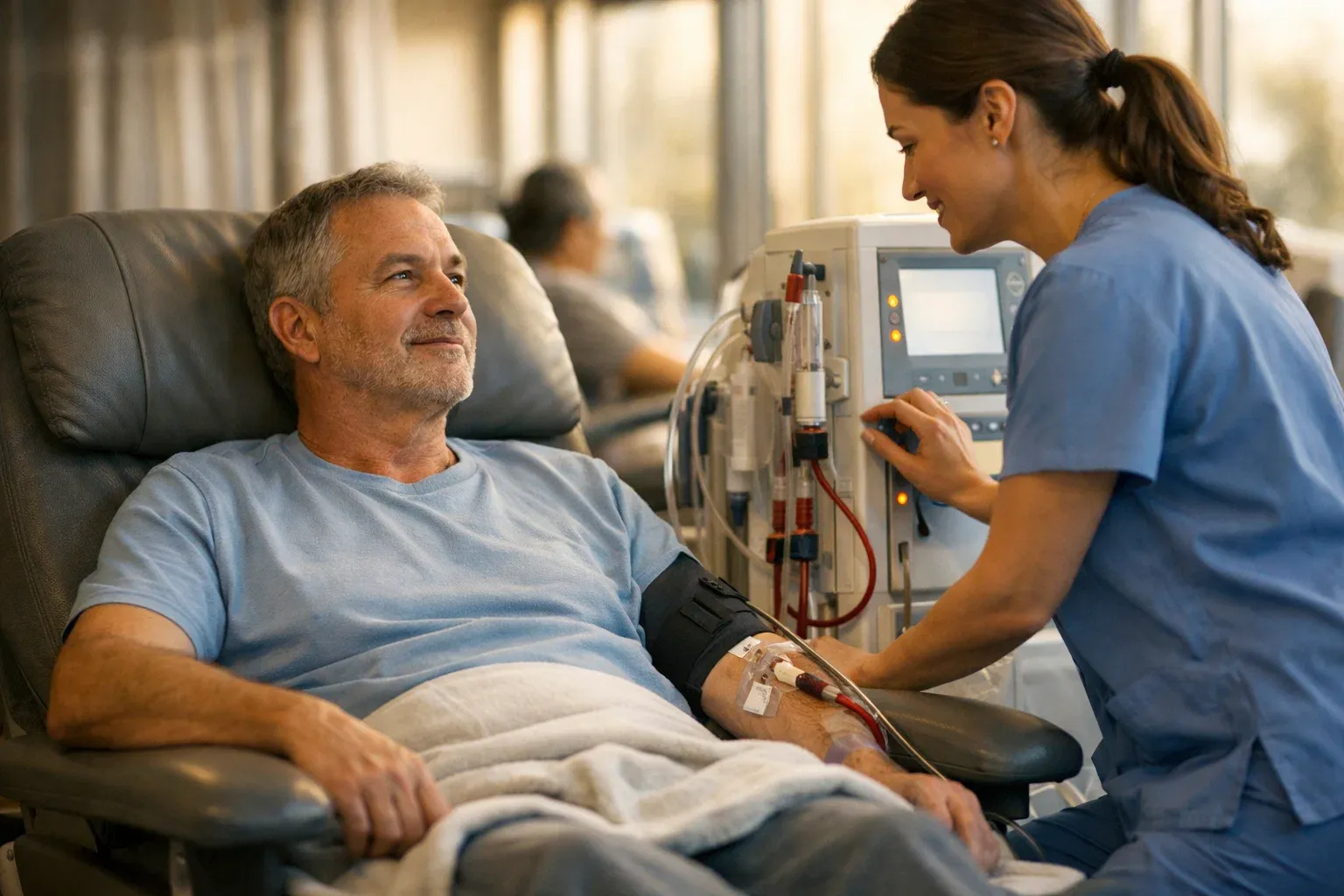 Patients receiving dialysis treatment in a supportive clinic